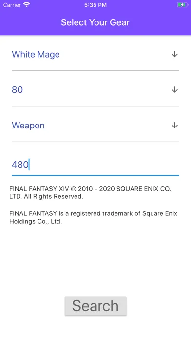 Captures d'écran de FFXIV Gear Calculator