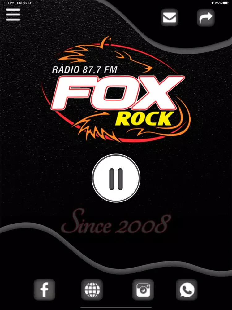 Tangkapan skrin Rádio Fox Rock iPad 