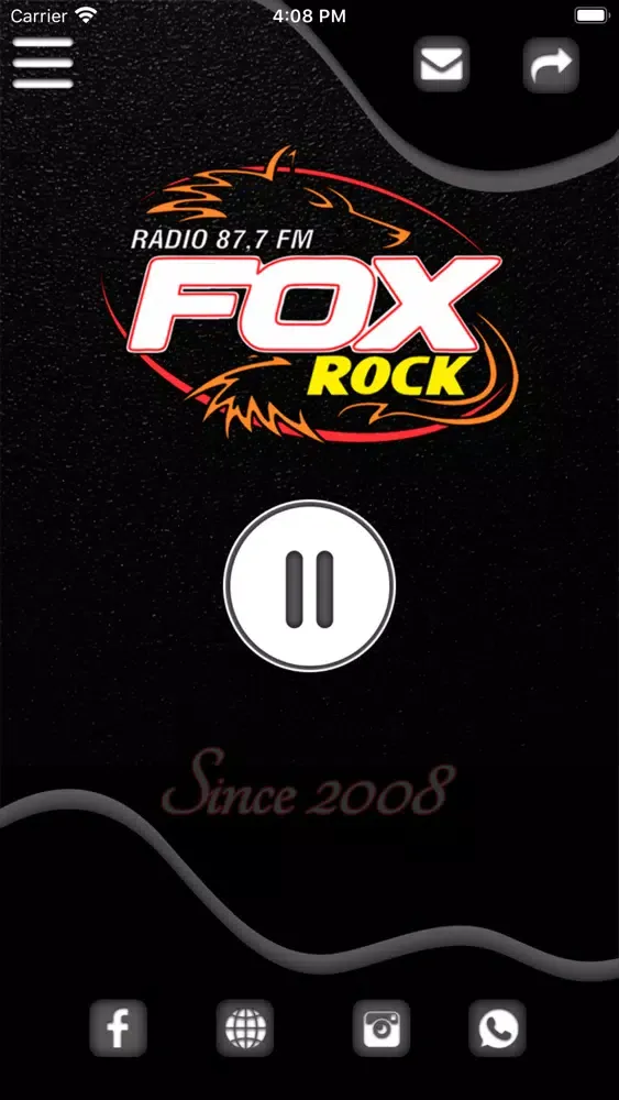 Tangkapan skrin Rádio Fox Rock