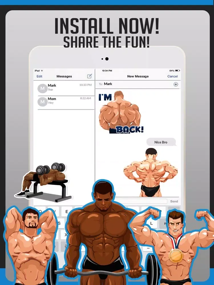Body Building Stickers Emoji iPad  Ekran Görüntüleri