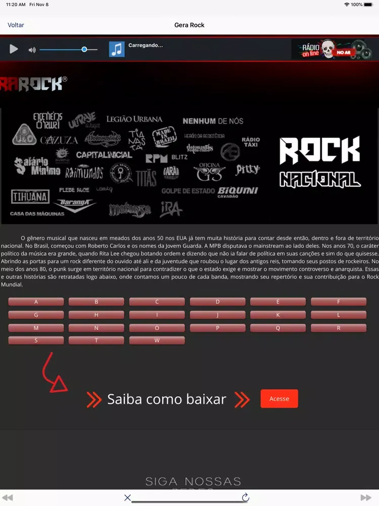 Capturas de tela do Rádio Gera Rock iPad 