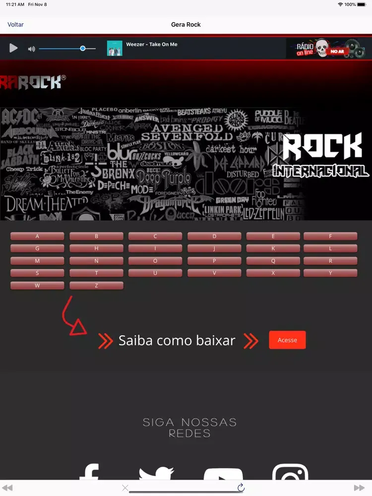Capturas de tela do Rádio Gera Rock iPad 