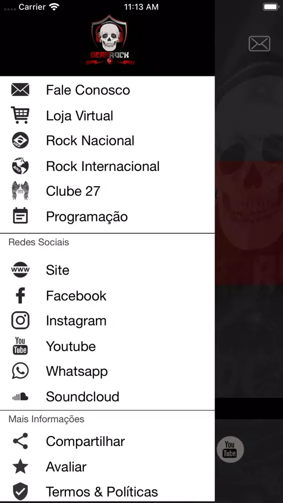 Capturas de tela do Rádio Gera Rock