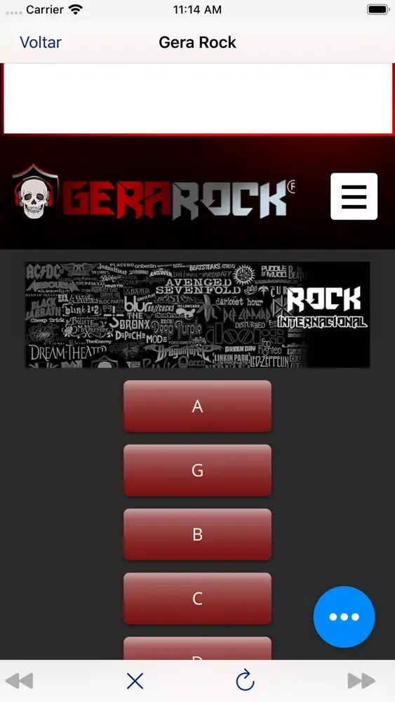 Capturas de tela do Rádio Gera Rock