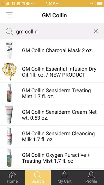 Tangkapan skrin GM Collin Products