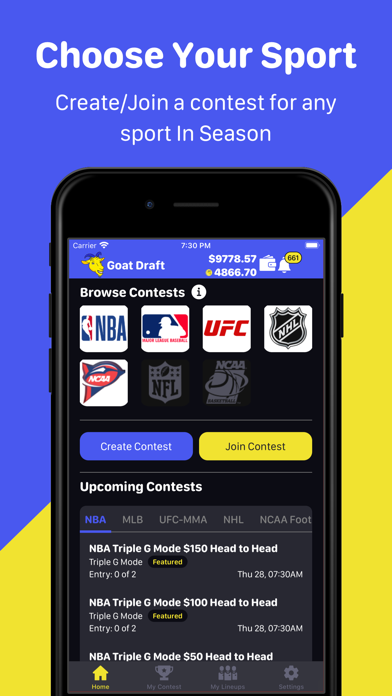 Goat Draft Fantasy Sports سکرین شاٹس