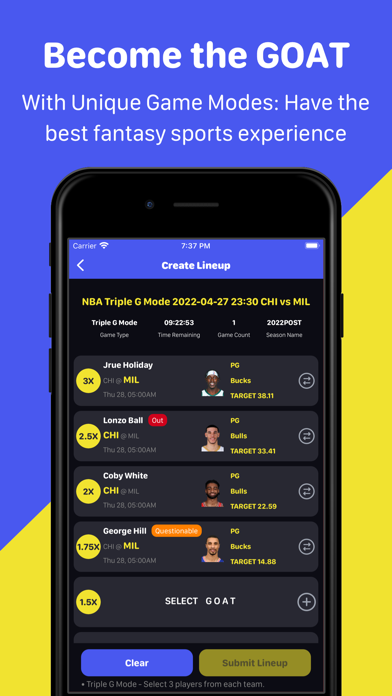 Goat Draft Fantasy Sports سکرین شاٹس