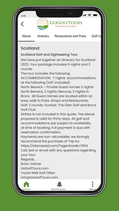 Zrzuty ekranu GoGolf Tours