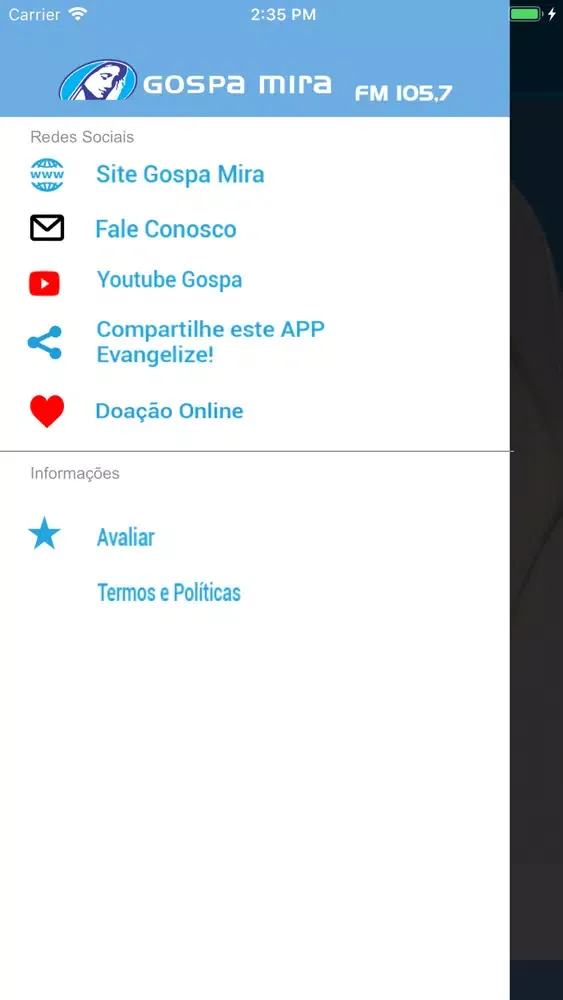 Rádio Gospa Mira 105,7 FM Screenshots