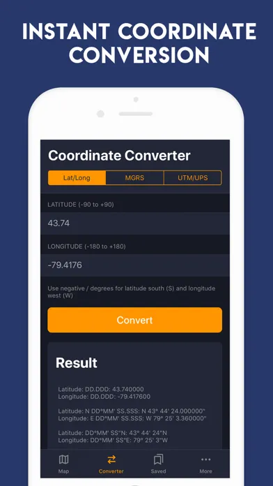 Скриншоты GPS Coordinates Converter App