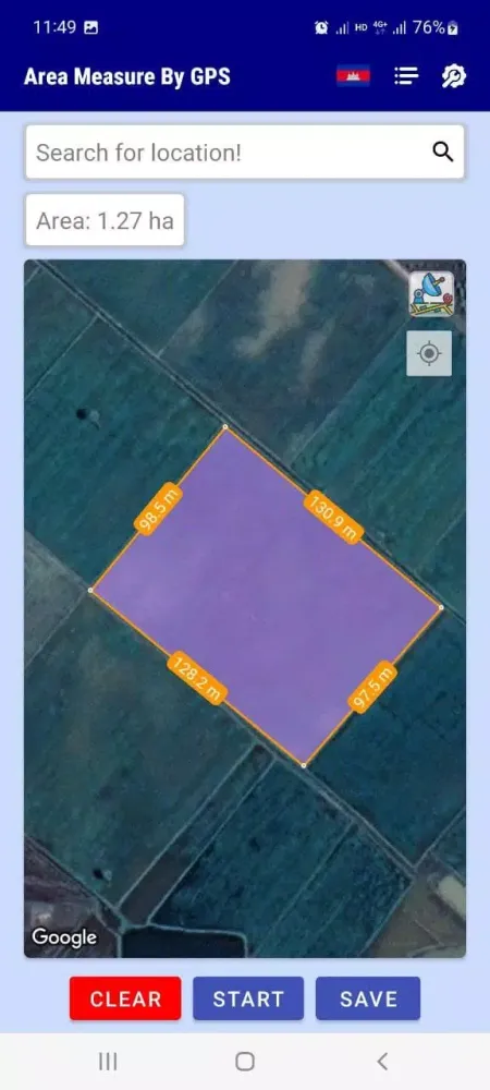 Ảnh chụp màn hình của Area Measure By GPS