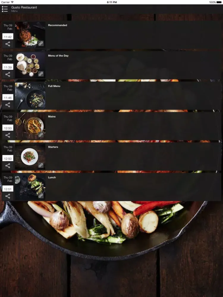 Gusto Restaurant iPad 应用截图