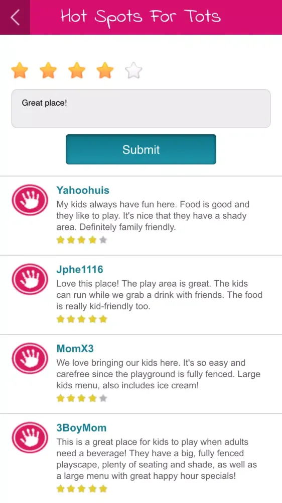 Ảnh chụp màn hình của Hot Spots For Tots
