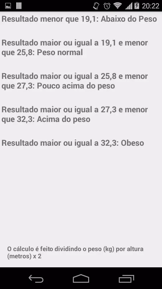 IMC Calc - Cálculo do IMC Screenshots