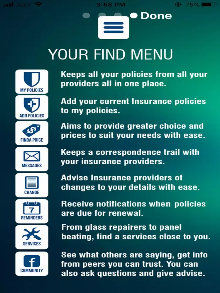 ภาพหน้าจอของ Insure Finda iPad 