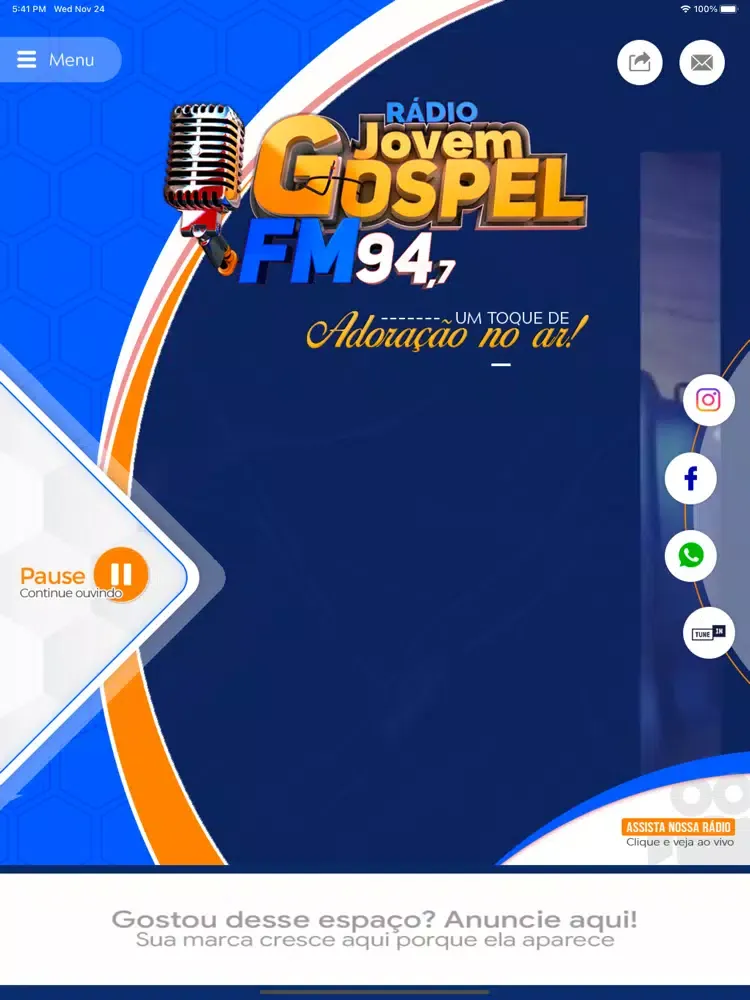 Скриншоты RÁDIO JOVEM GOSPEL FM iPad 