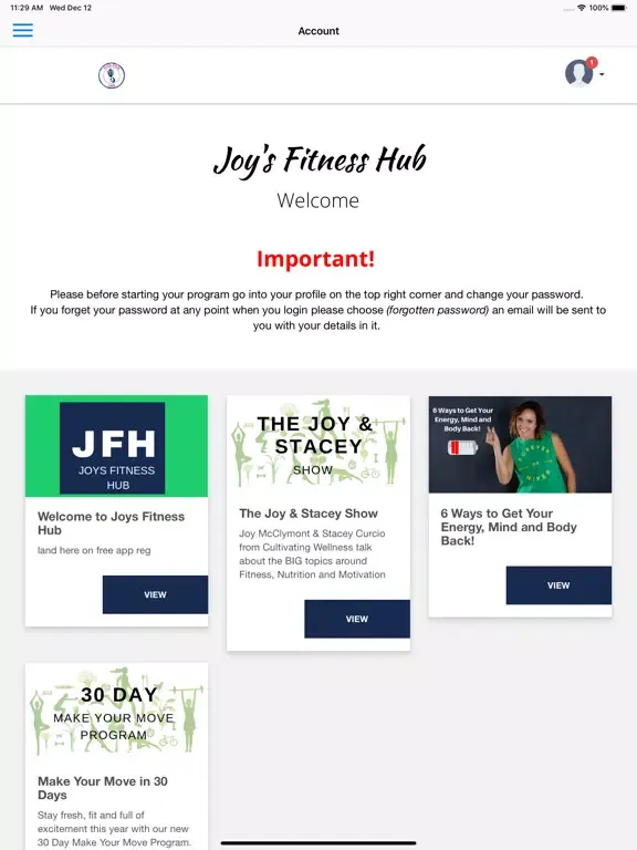 Joys Fitness Hub iPad  سکرین شاٹس