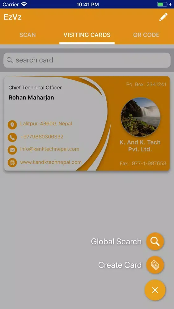 EzVz - Business Visiting card স্ক্রিনশট