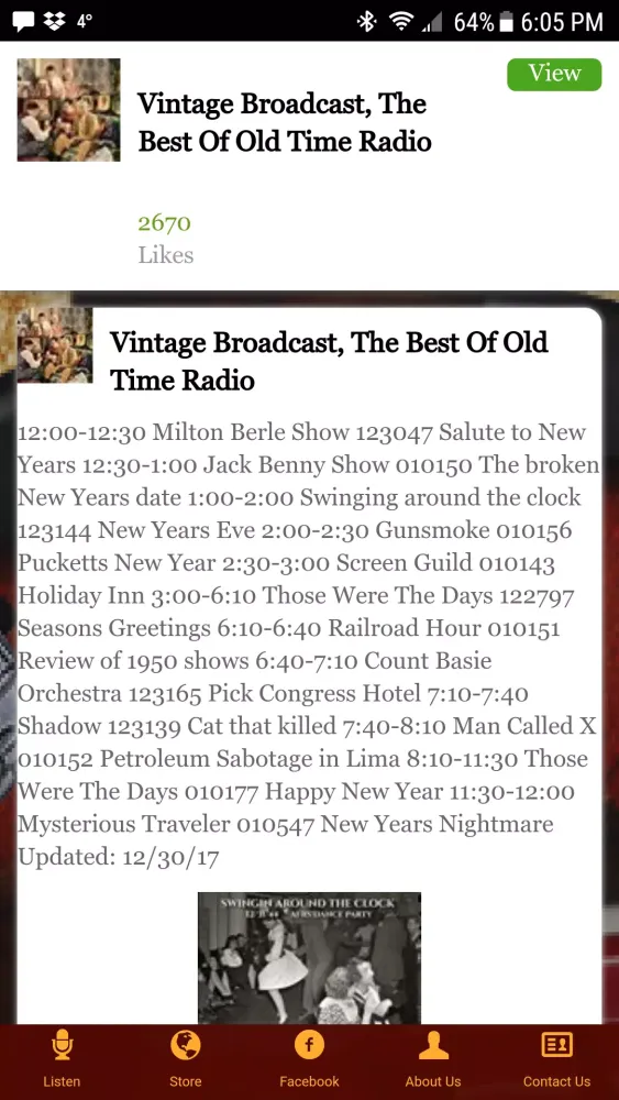 Tangkapan layar Vintage Broadcast