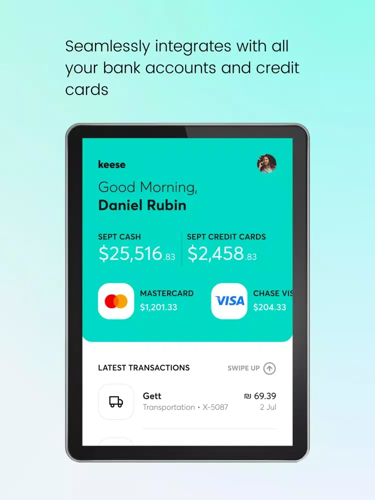 Keese- Organize your finances iPad  Screenshots
