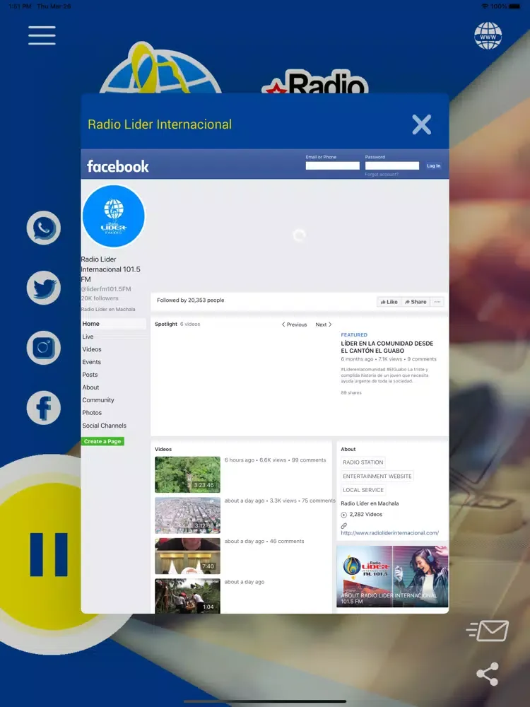 Скриншоты Lider 101.5 FM iPad 
