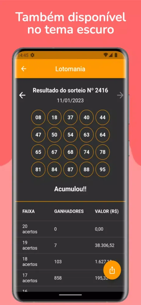 Screenshot di Resultados da Loteria