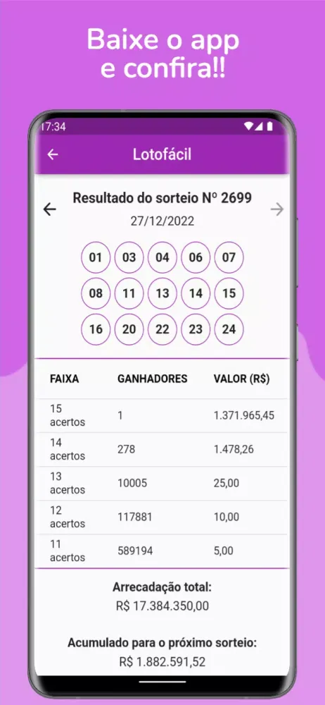 Screenshot di Resultados da Loteria