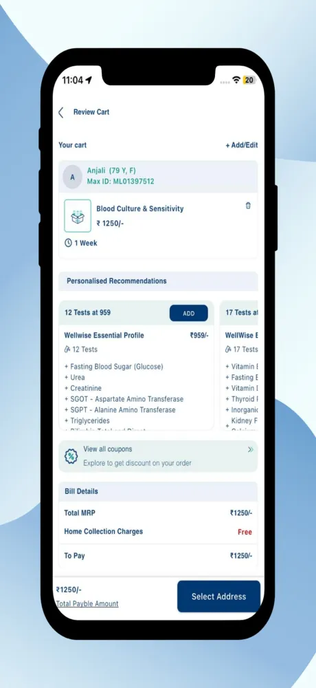 Max Lab - Blood Test Screenshots