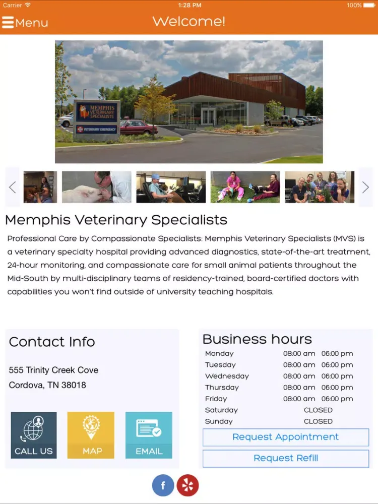 Memphis Veterinary Specialists iPad  스크린샷