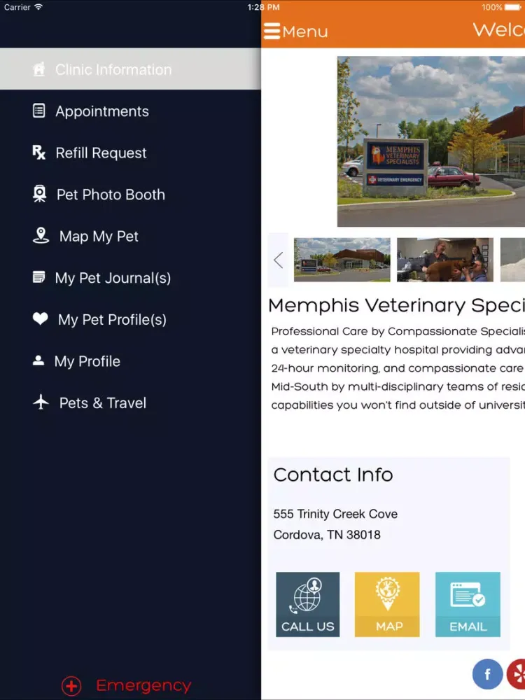 Memphis Veterinary Specialists iPad  스크린샷
