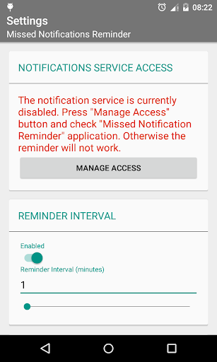 Missed Notifications Reminder Screenshots