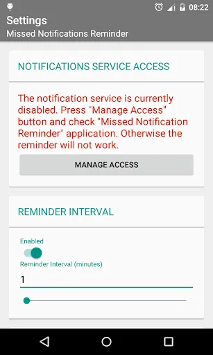 Ảnh chụp màn hình của Missed Notifications Reminder