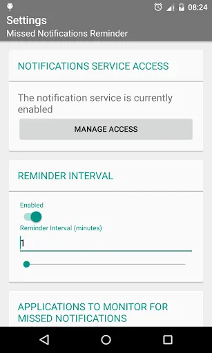 Ảnh chụp màn hình của Missed Notifications Reminder
