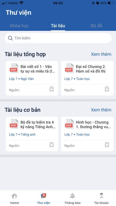 Ảnh chụp màn hình của Mobifone MLearn