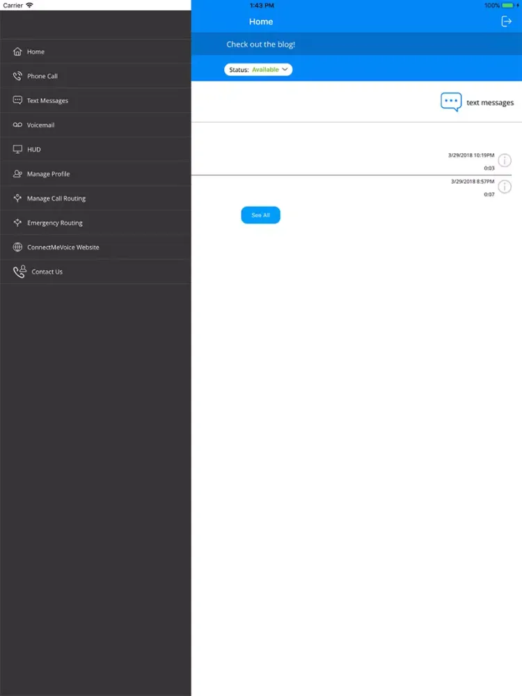 MobileVoipConnect iPad  स्क्रीनशॉट