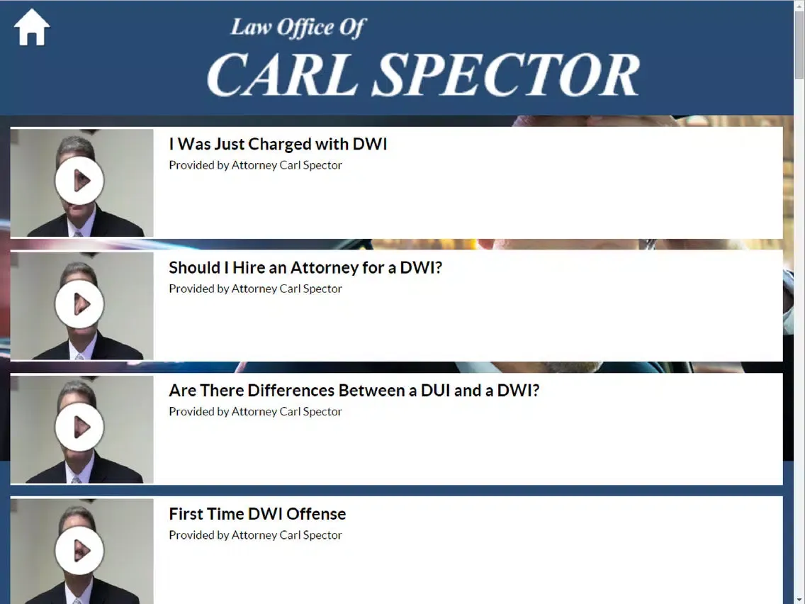 Ảnh chụp màn hình của NJ DUI Lawyer Carl Spector iPad 