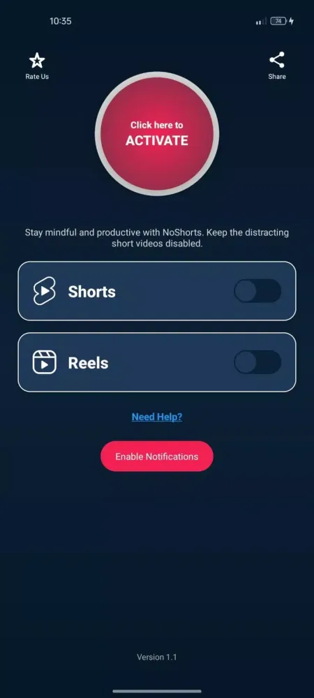 No Shorts Disable Shorts/Reels应用截图