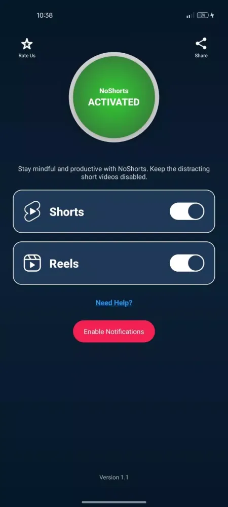 No Shorts Disable Shorts/Reels应用截图