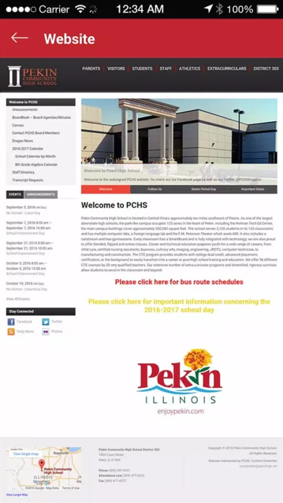 Captures d'écran de Pekin HS Athletics