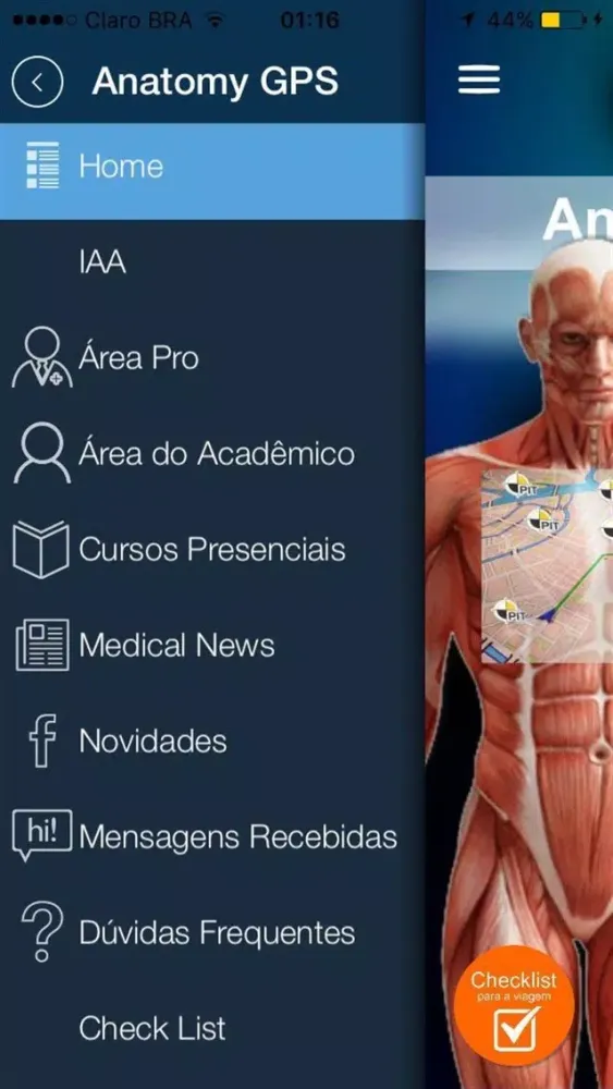 Capturas de tela do Anatomy GPS