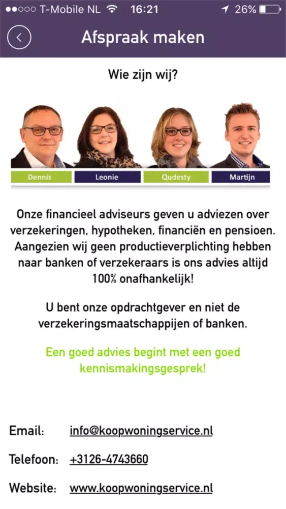 Koopwoningservice Financieel Screenshots