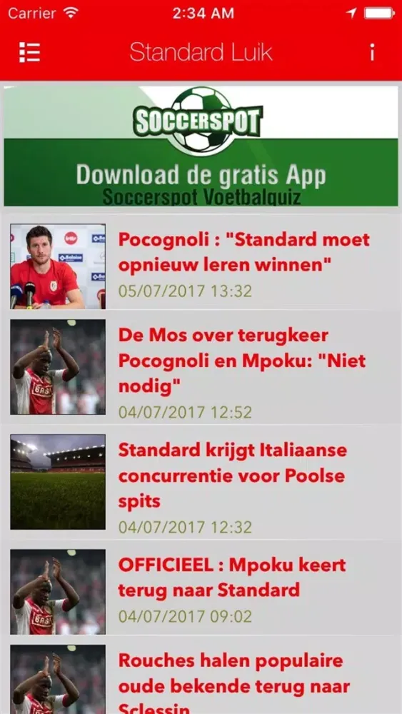 ภาพหน้าจอของ Voetbalnieuws - Standard