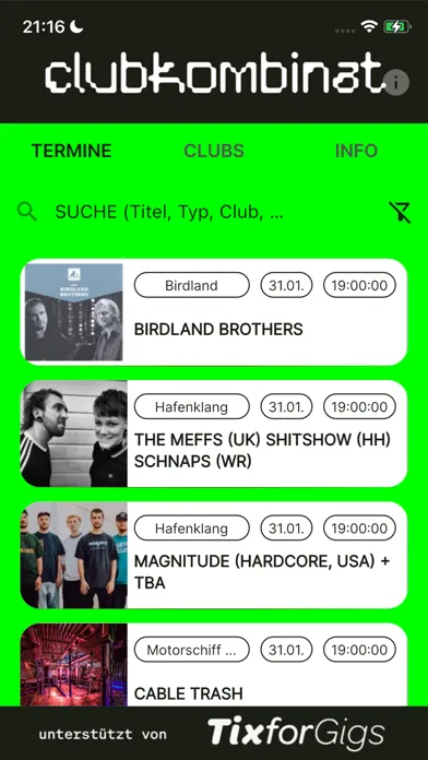 Zrzuty ekranu Clubplan - Musik in Hamburg