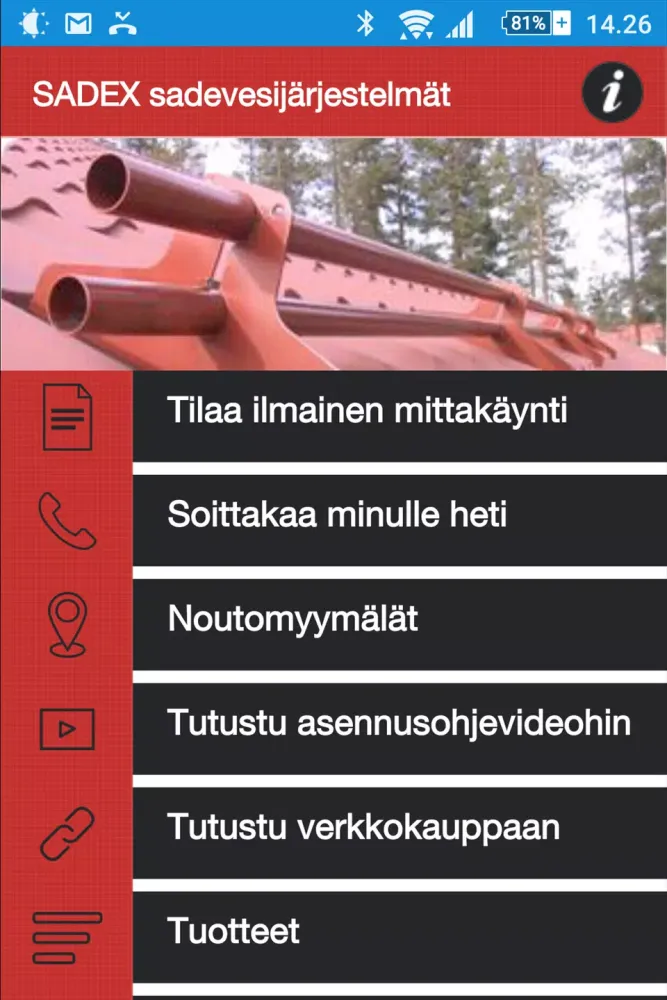 Captures d'écran de SADEX sadevesijärjestelmät