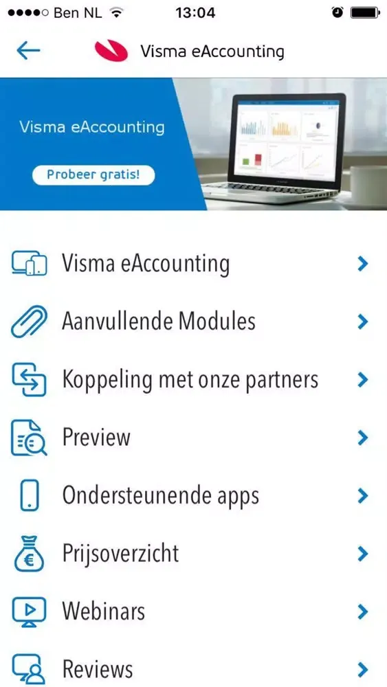 Zrzuty ekranu Visma eAccounting Preview