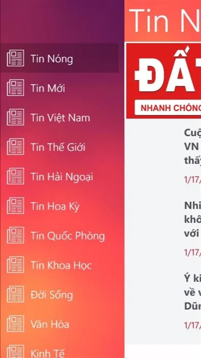 Capturas de tela do Báo Đất Việt