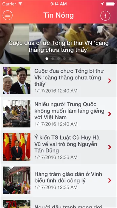 Capturas de tela do Báo Đất Việt