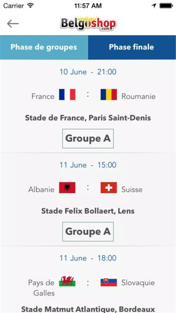 ภาพหน้าจอของ App Euro 2016 Belgoshop