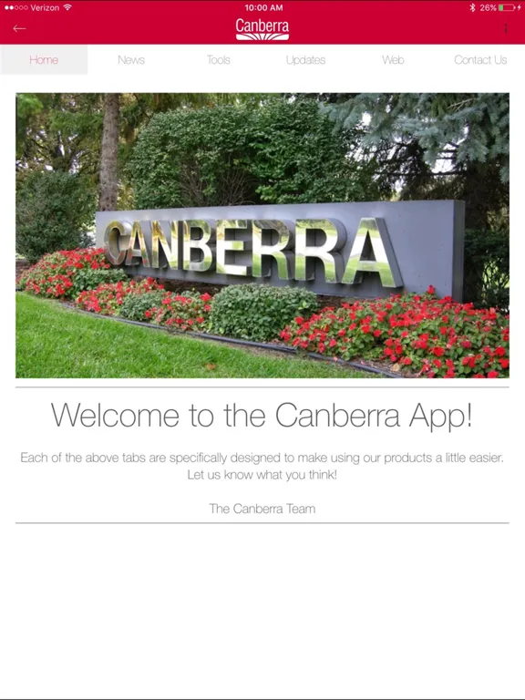 Tangkapan skrin Canberra Corp App iPad 