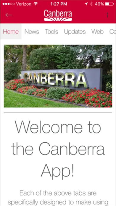 Tangkapan skrin Canberra Corp App